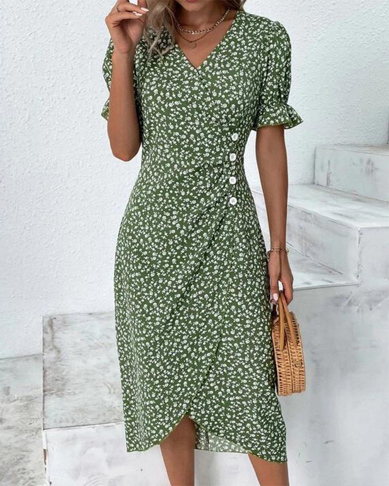 Charlene™ | Robe à col en V Fresh Bloom