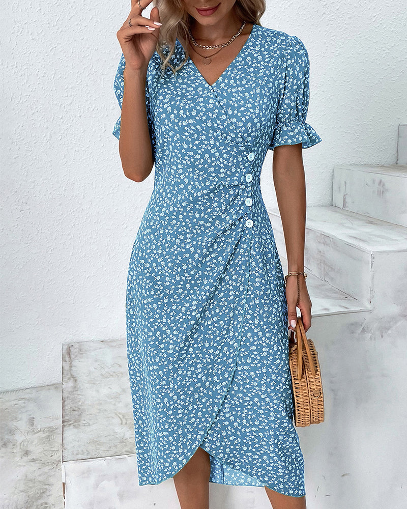 Charlene™ | Robe à col en V Fresh Bloom