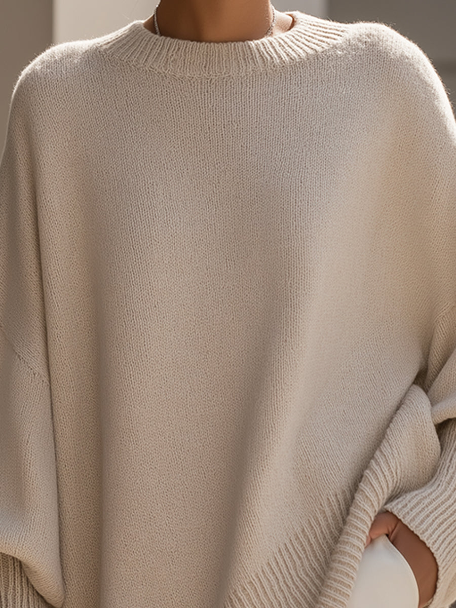 Women's Oversized Asymmetrical Knit Poncho Sweater