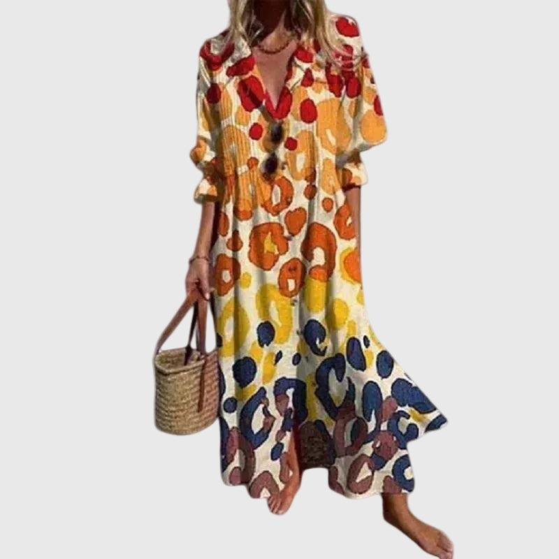 Robe maxi bohème multicolore fluide pour femmes