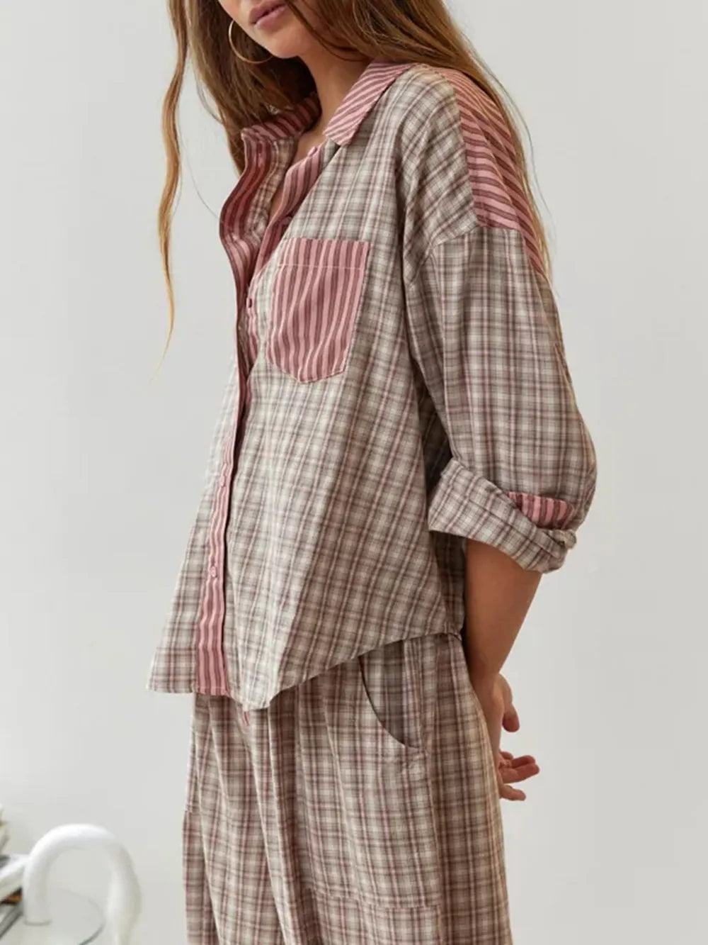 Ensemble pyjama femme 2 pièces en coton stretch doux
