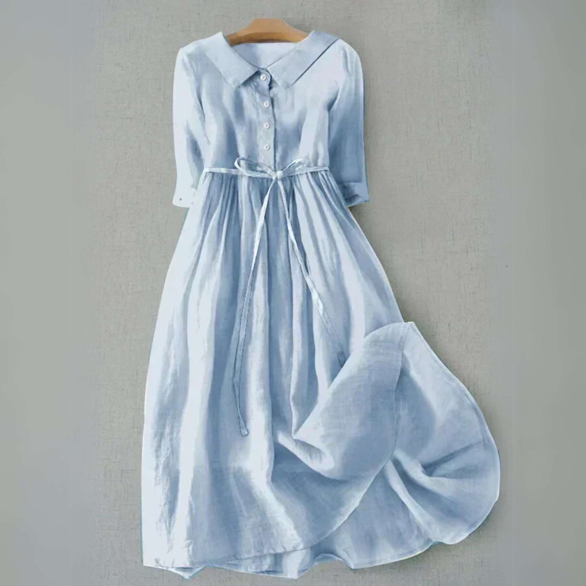 Robe midi décontractée évasée boutonnée devant pour femme