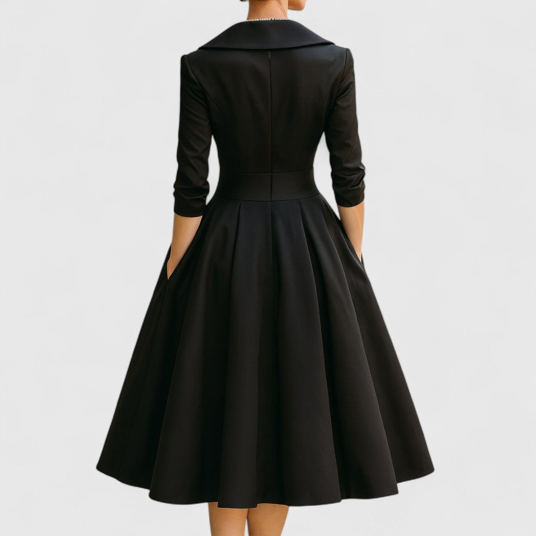 Robe midi élégante à décolleté en V pour femmes