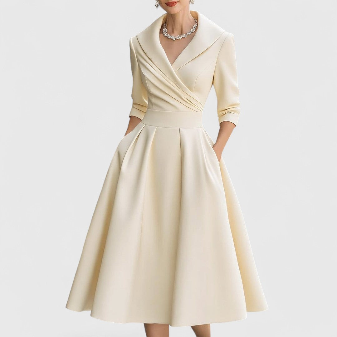 Robe midi élégante à décolleté en V pour femmes