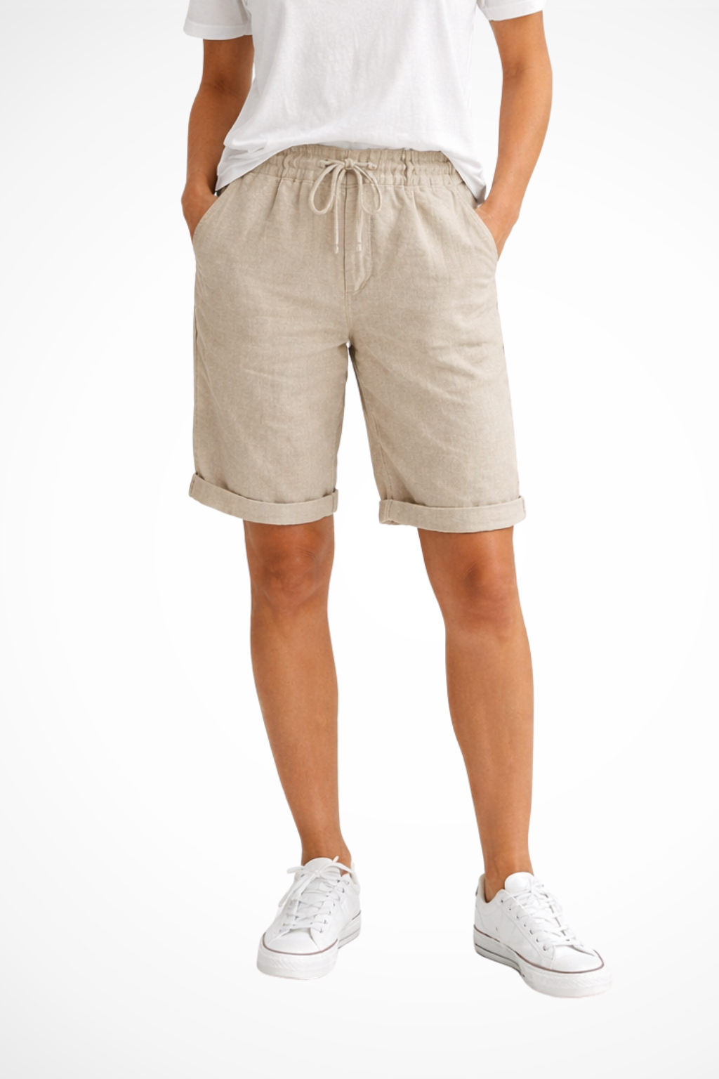 Pantalon Capri en lin pour femme, coupe décontractée