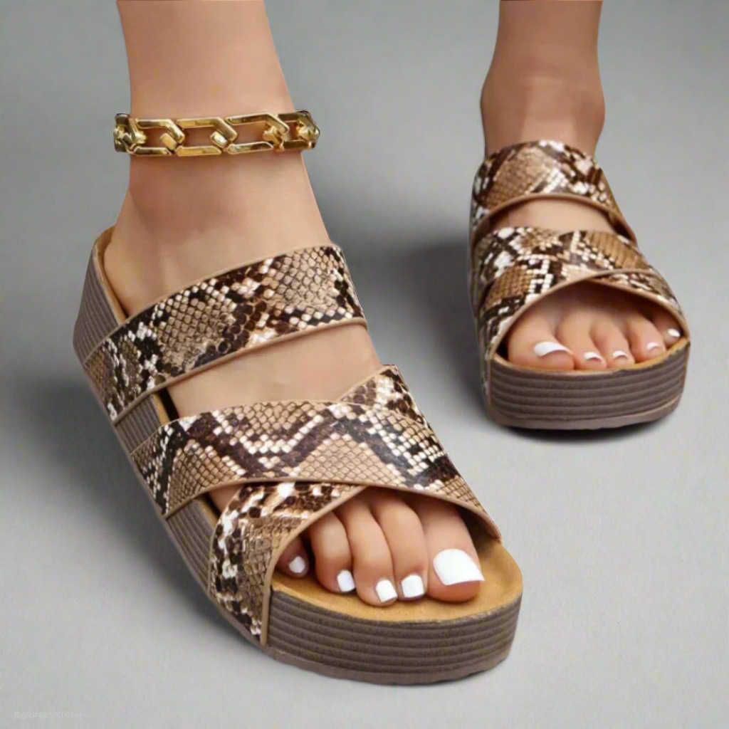 Sandales compensées femme à brides tressées style décontracté confortable