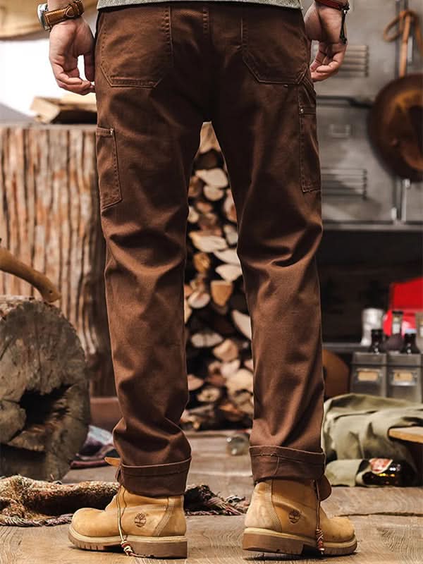 Pantaloni da lavoro utility da uomo a gamba dritta