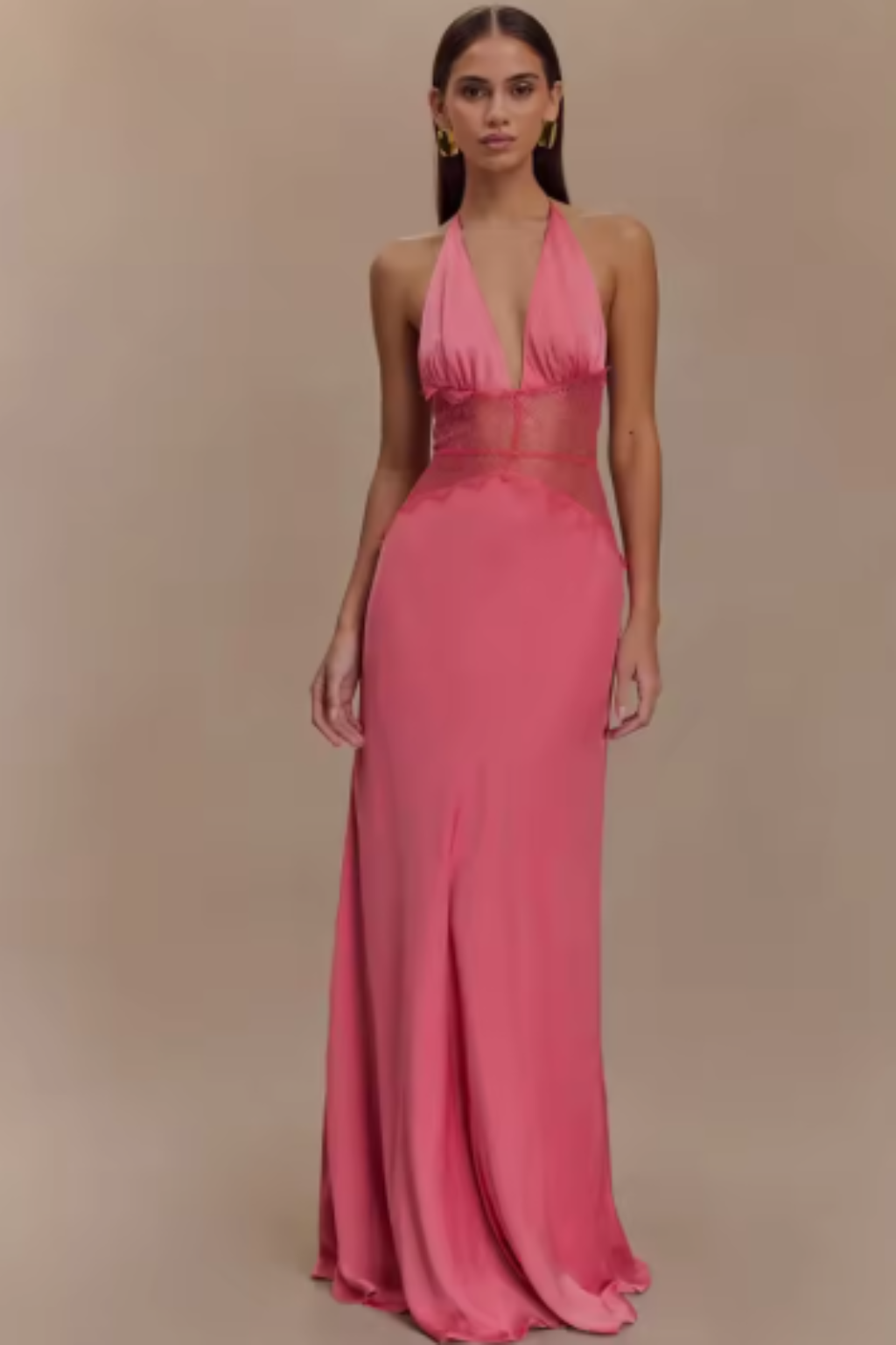 Elegant Women’s Halter Neck Backless Maxi Wedding Guest Dress