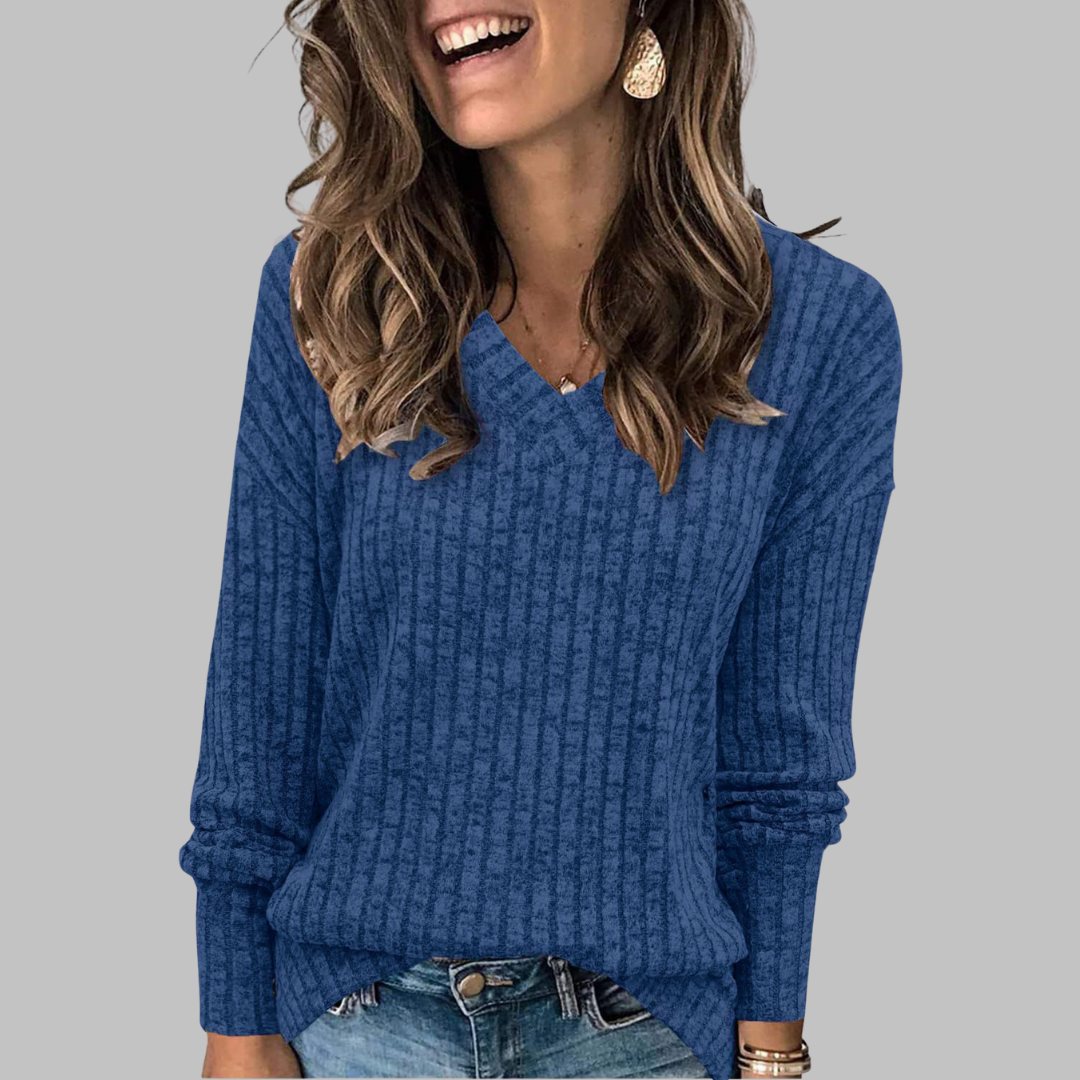 Women's V-Neck Long Sleeve Sweater Top