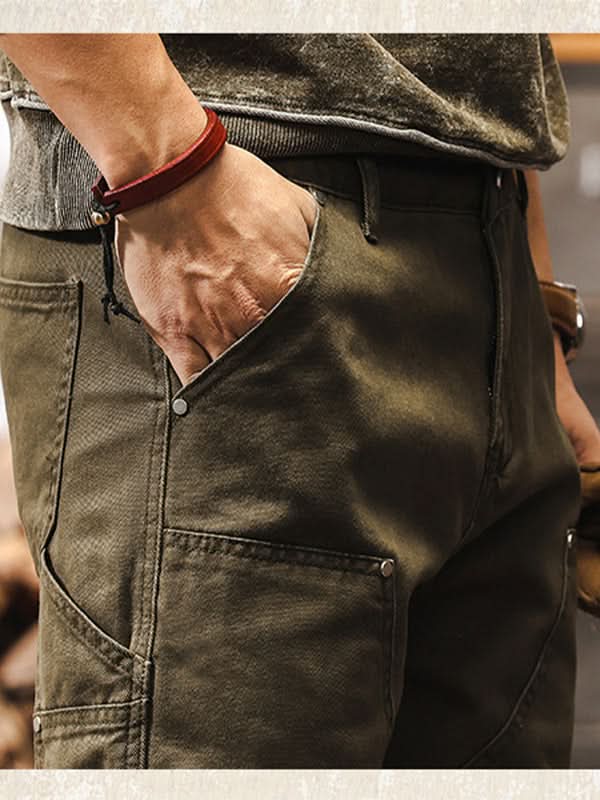 Pantaloni da lavoro utility da uomo a gamba dritta