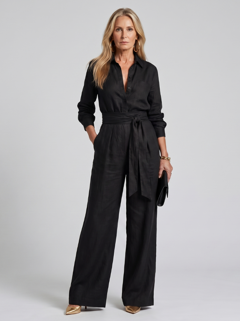 Women's Long Sleeve Wide Leg Jumpsuit