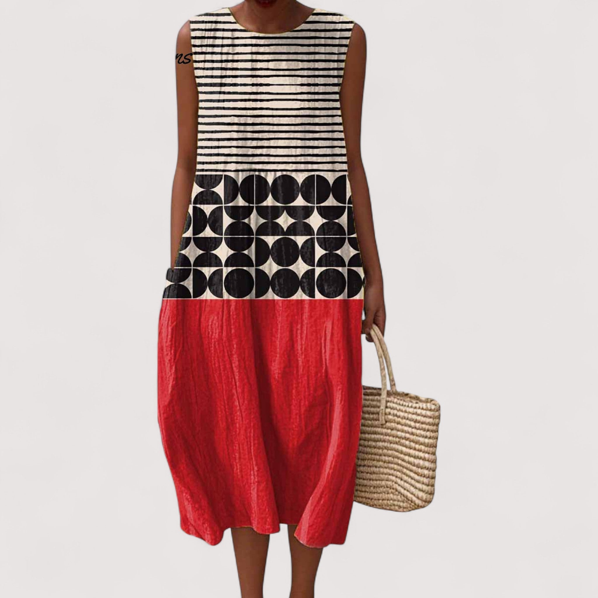 Robe midi décontractée à blocs de couleur