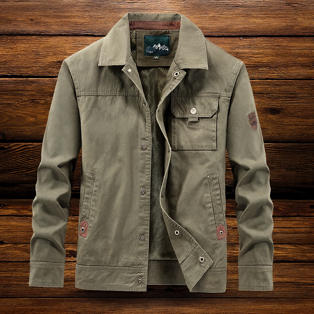 Men's Utility Field Jacket with Button Front and Chest Pockets