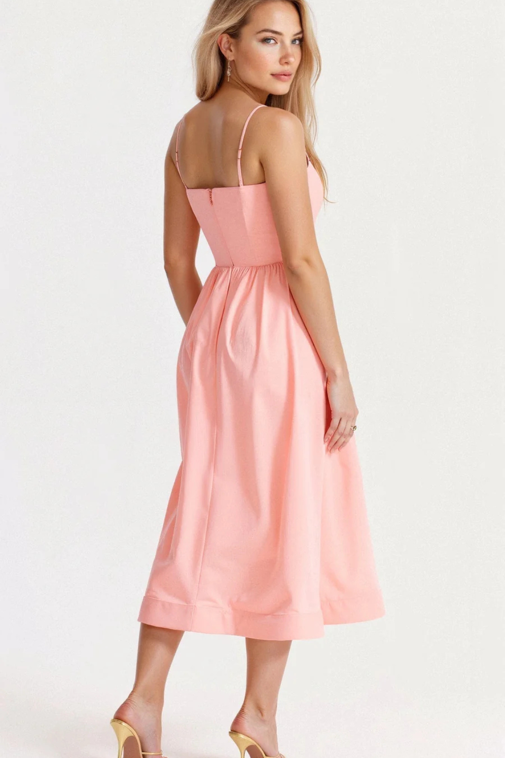 Robe midi d'été à fines bretelles pour femme