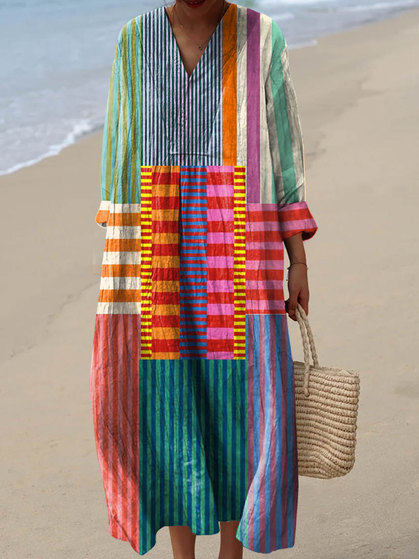 Vibrant Bohemian Art Dress with Unique Patterns