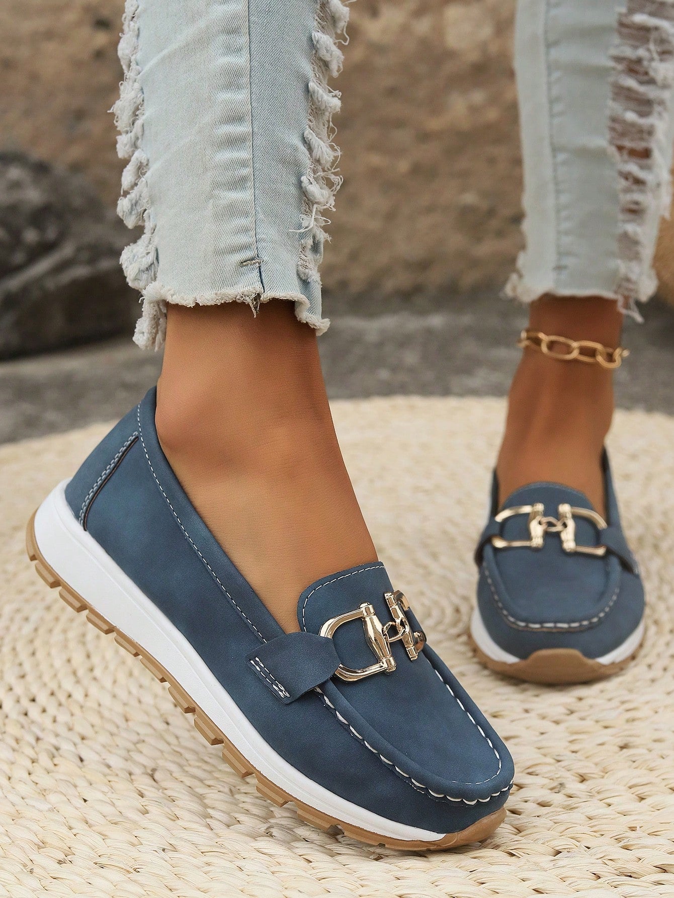 Stylish Flat Buckle Loafers for Women