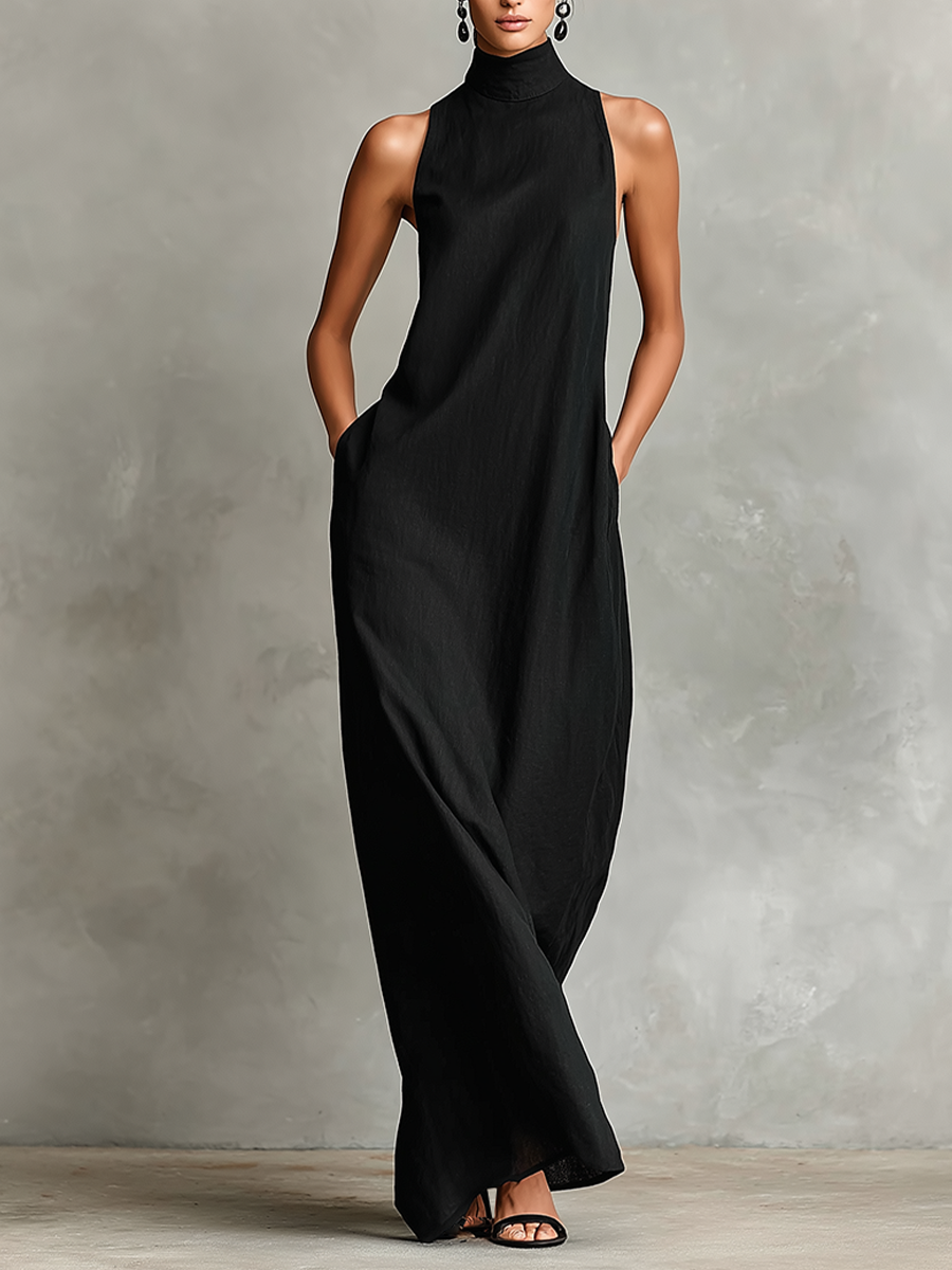 Women’s Sleeveless High Neck Maxi Dress