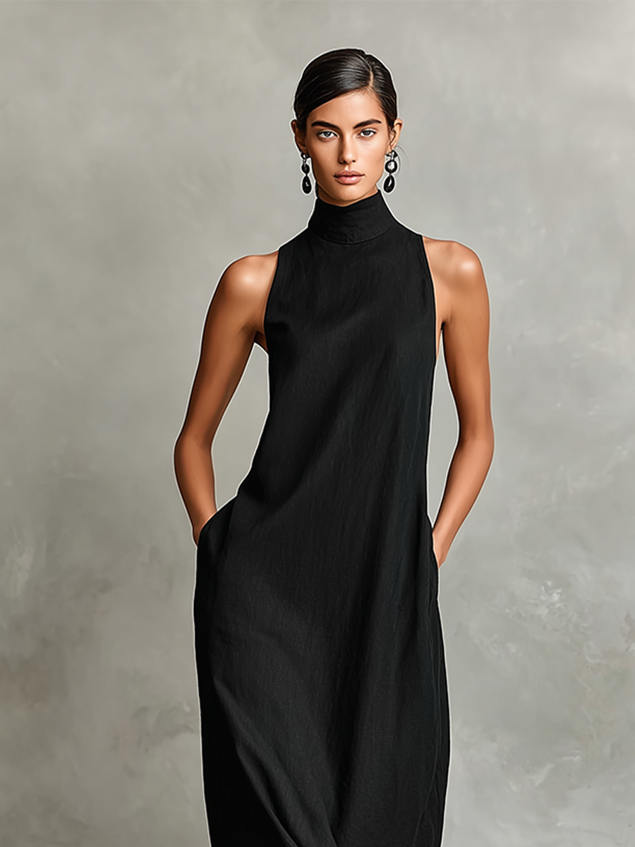 Women’s Sleeveless High Neck Maxi Dress