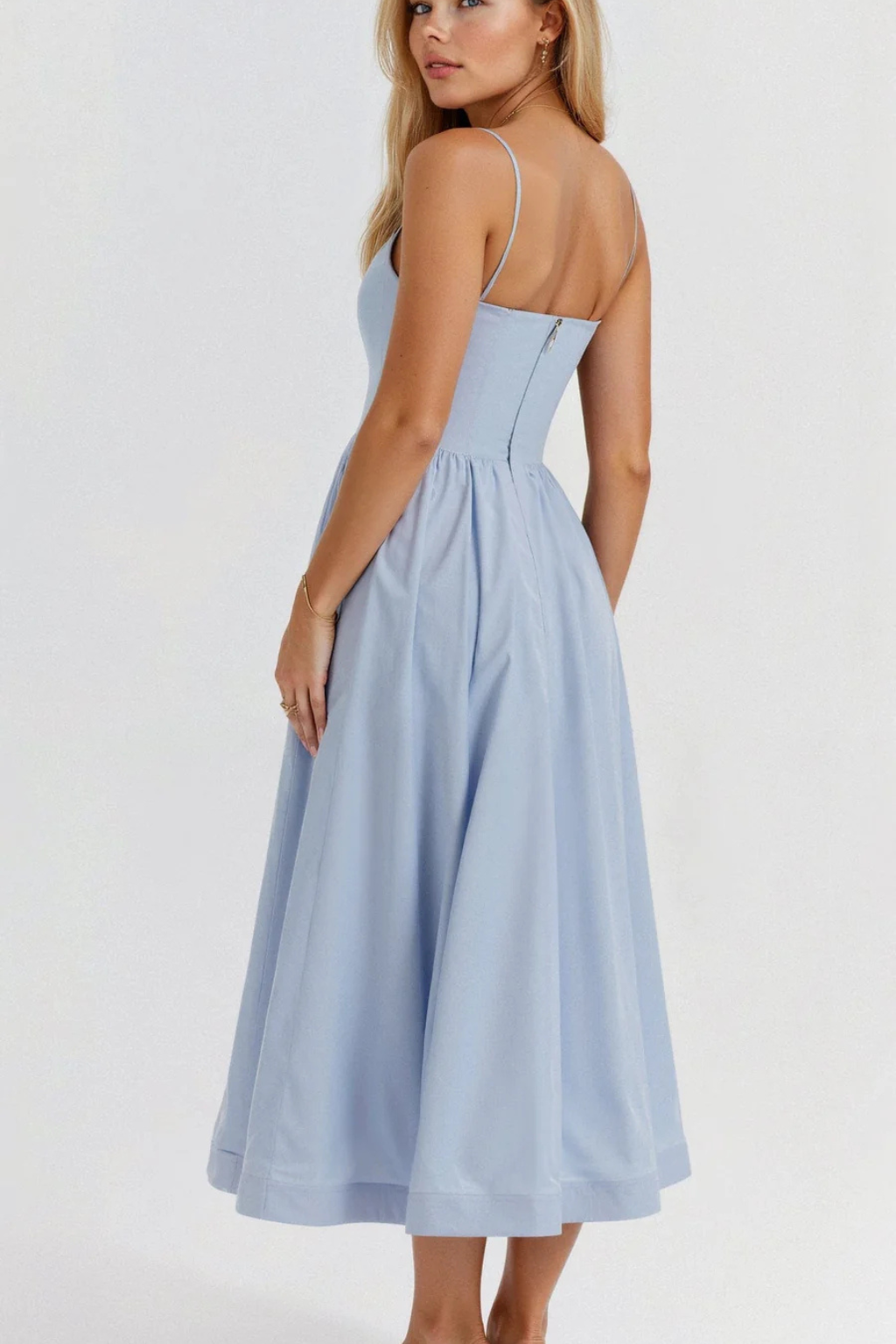 Robe midi d'été à fines bretelles pour femme
