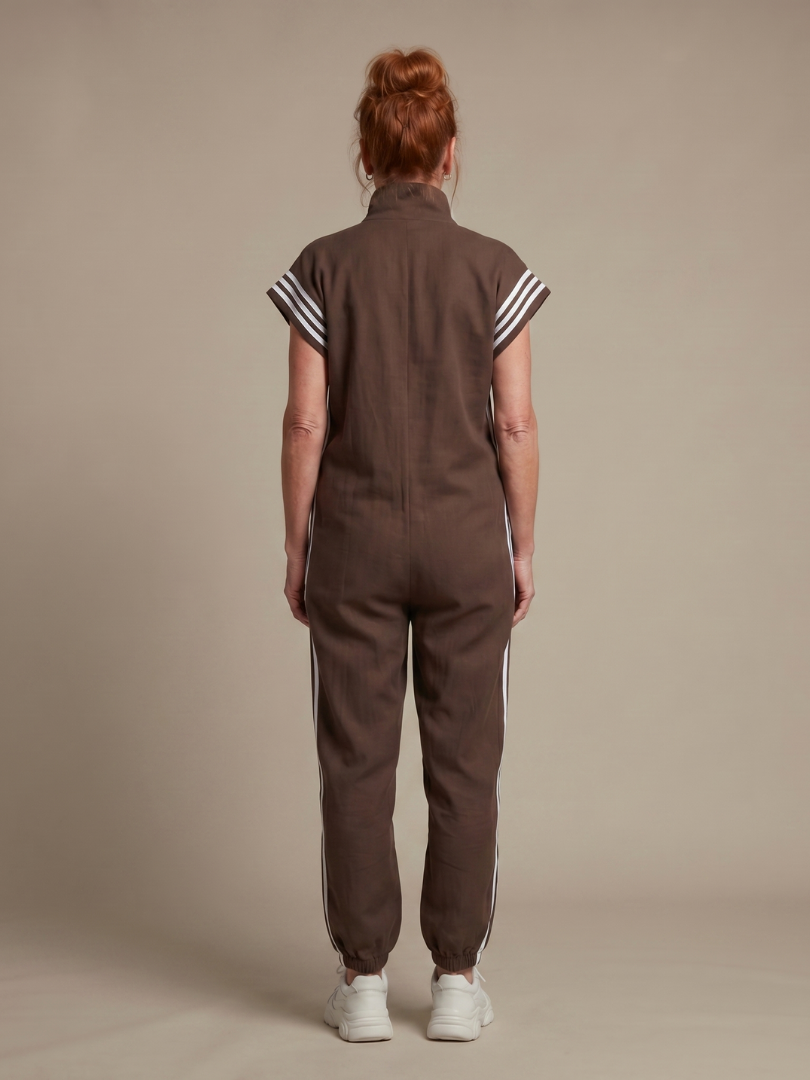 Women's Striped Zip Front Jumpsuit