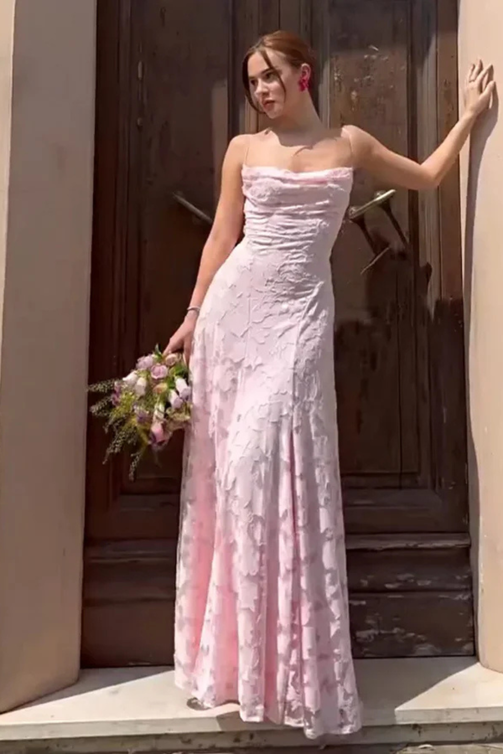 Women’s Lace Strap Backless Maxi Evening Dress