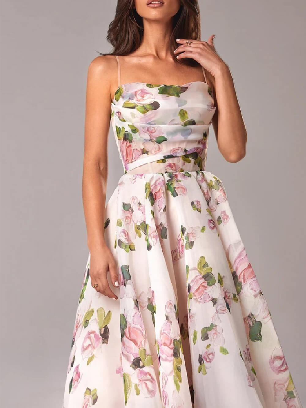 Women's Printed Swing Midi Dress Strapless