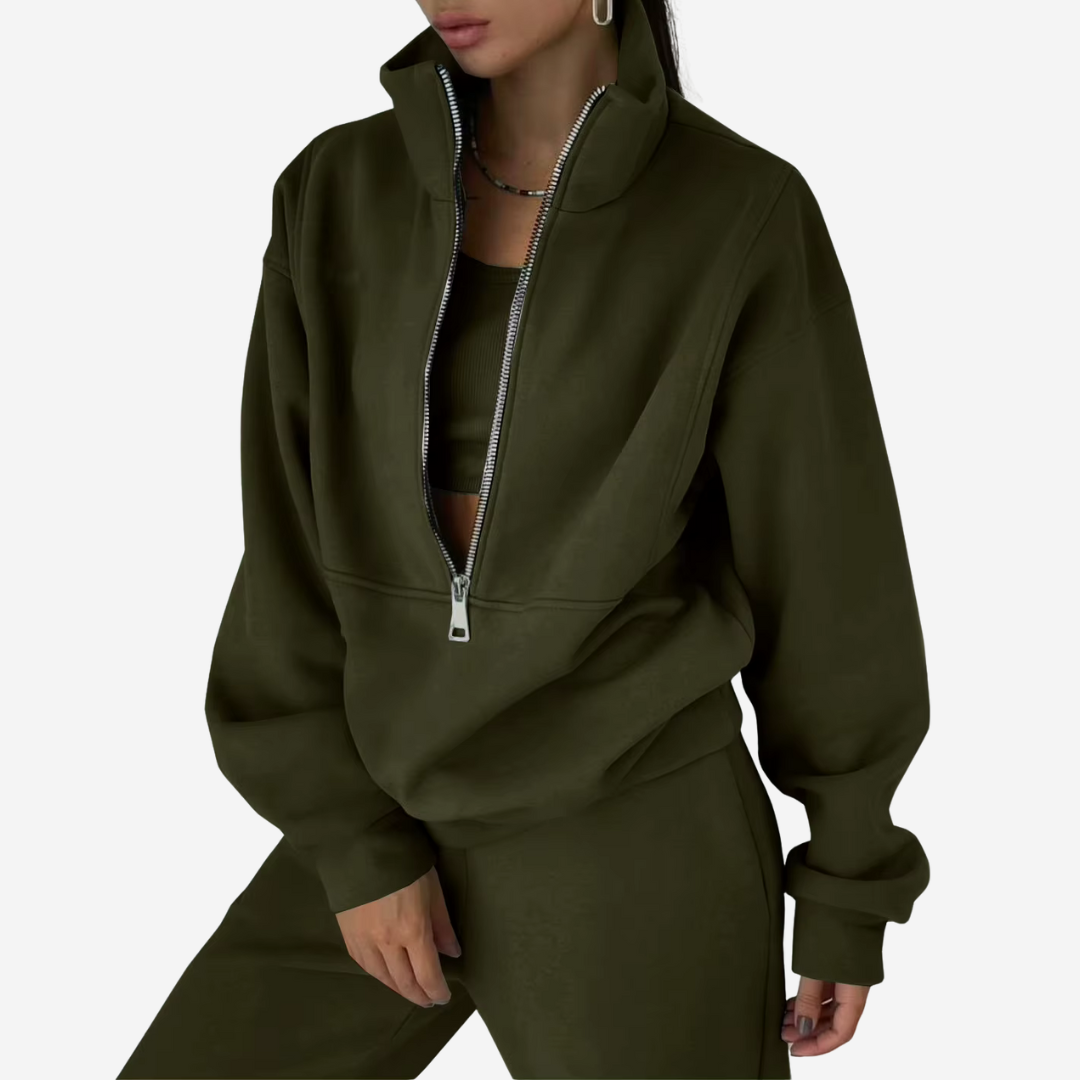 Women's Half-Zip Sweatshirt & Jogger Set