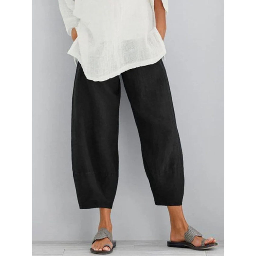 Pantalon de détente en lin pour femme