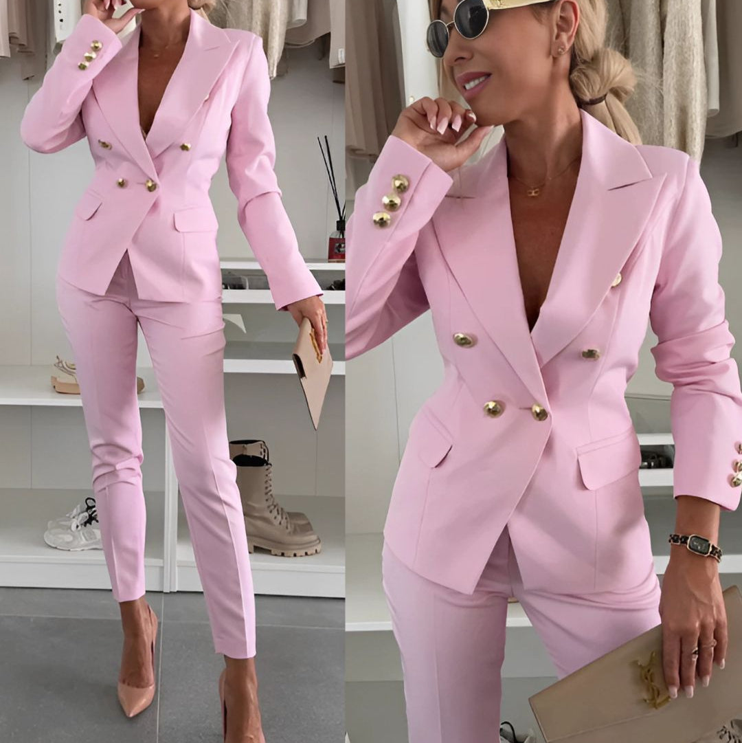 Elegant Double-Breasted Suit Set - Stylish Lily Design
