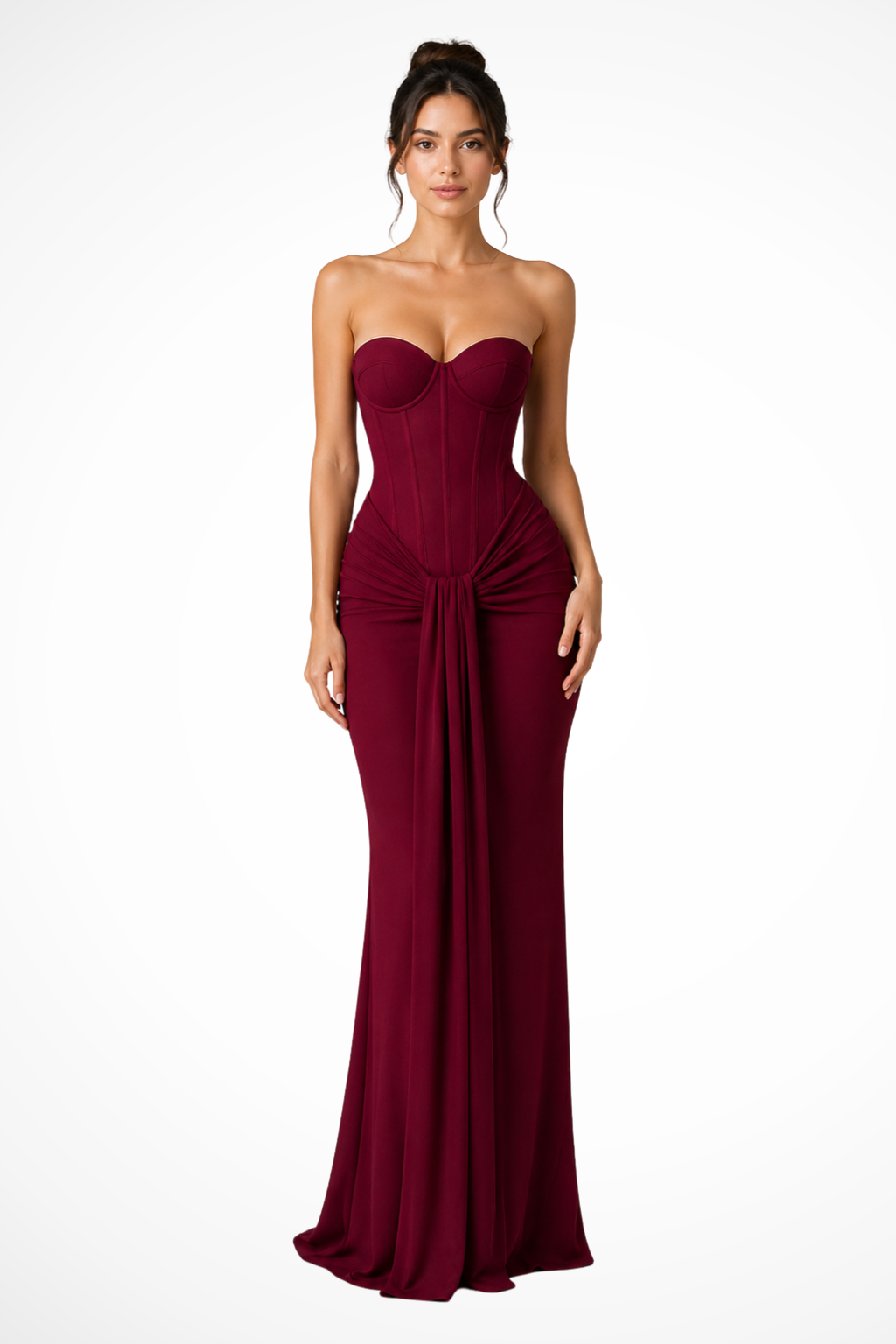 Women's Lace Strapless Corset Mermaid Maxi Dress