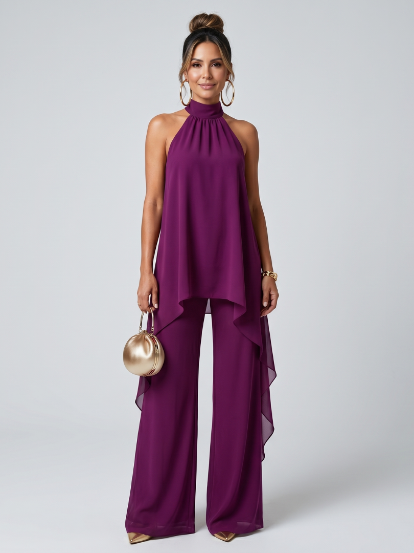 Women's Asymmetric Tunic & Wide Leg Pants Set
