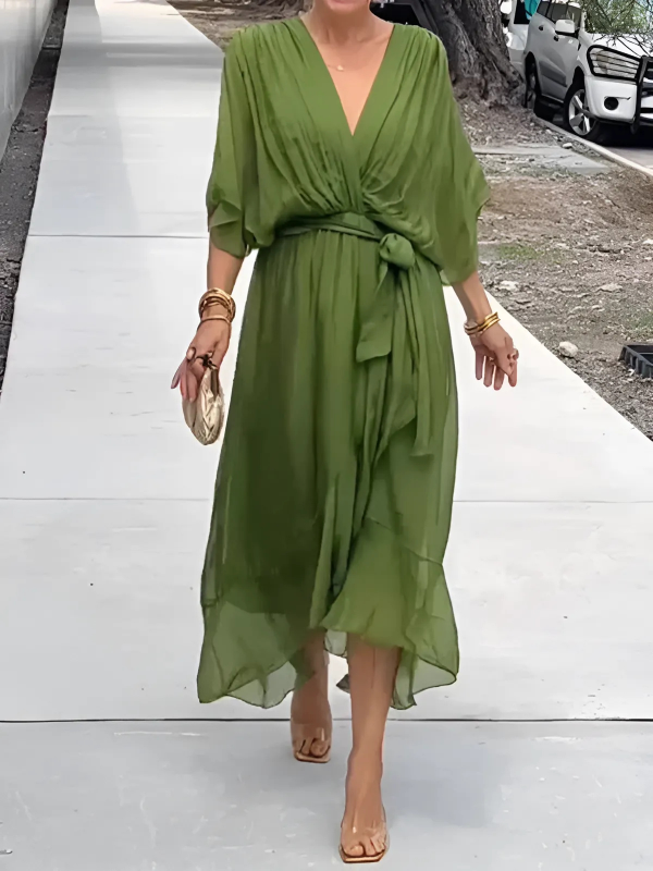Lori™ | Robe midi intemporelle à nouer
