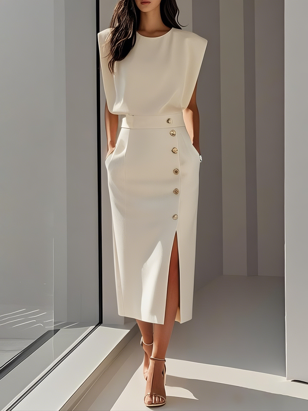 Robe midi ajustée moderne Élégante style minimaliste