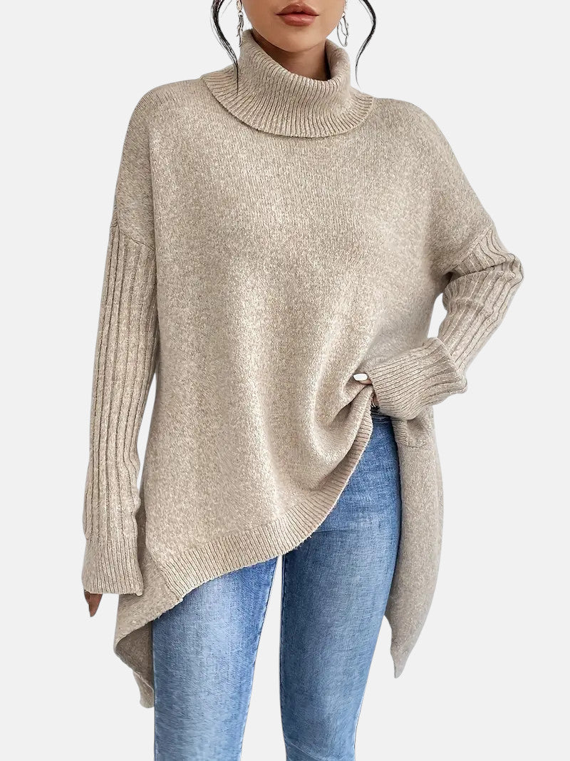 Women's Oversized Turtleneck Tunic Sweater