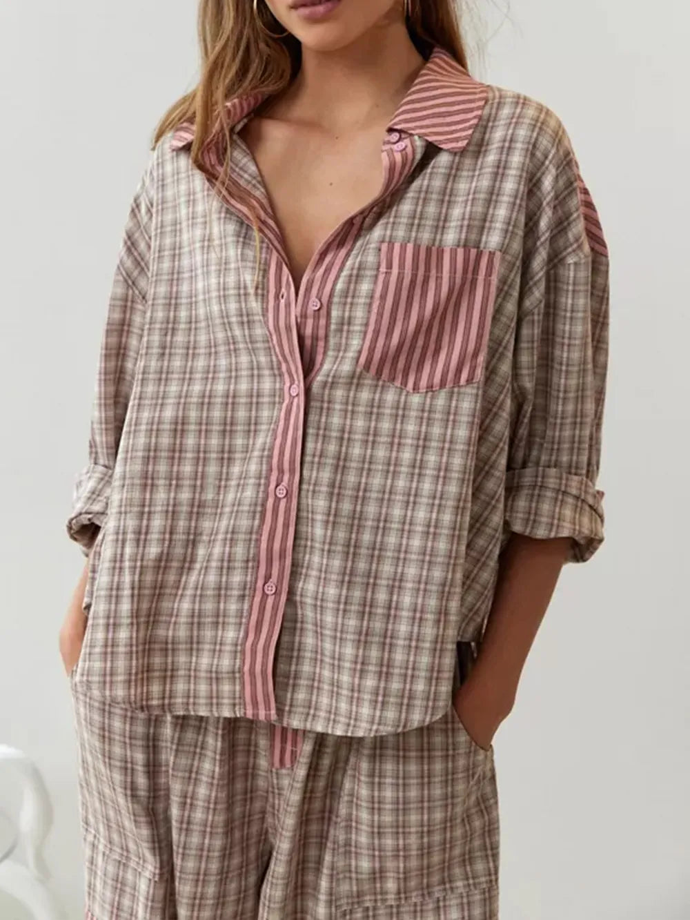 Ensemble pyjama femme 2 pièces en coton stretch doux
