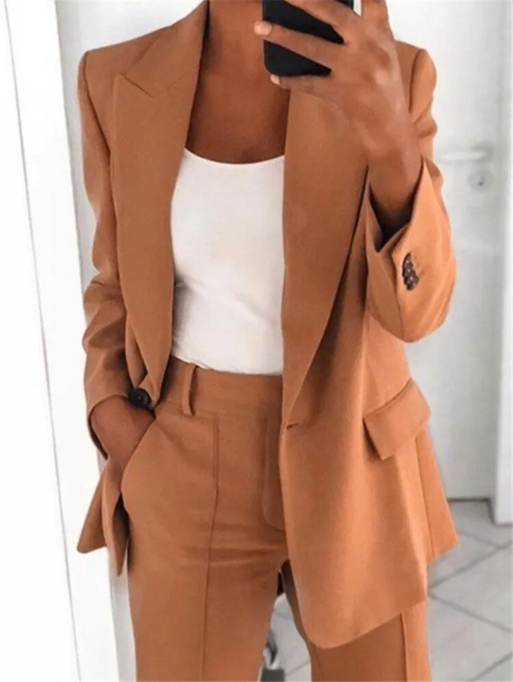 Women's Tailored Blazer & Trouser Two-Piece Suit Set