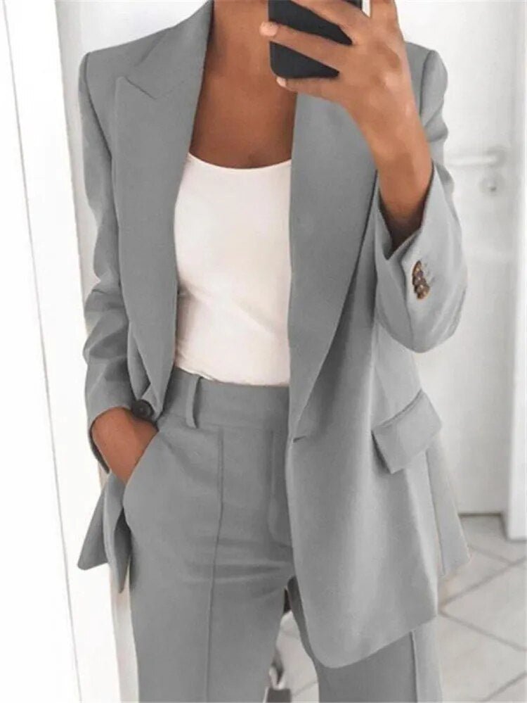 Women's Tailored Blazer & Trouser Two-Piece Suit Set