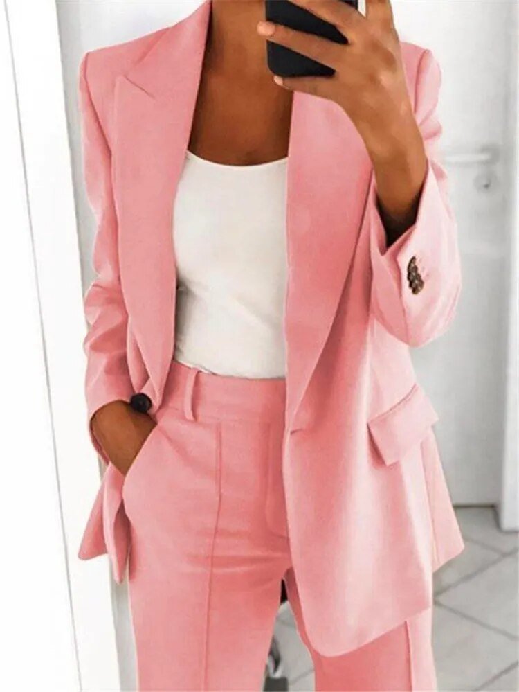 Women's Tailored Blazer & Trouser Two-Piece Suit Set