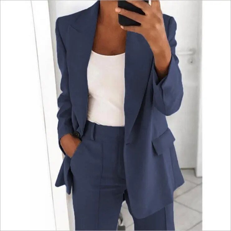 Women's Tailored Blazer & Trouser Two-Piece Suit Set