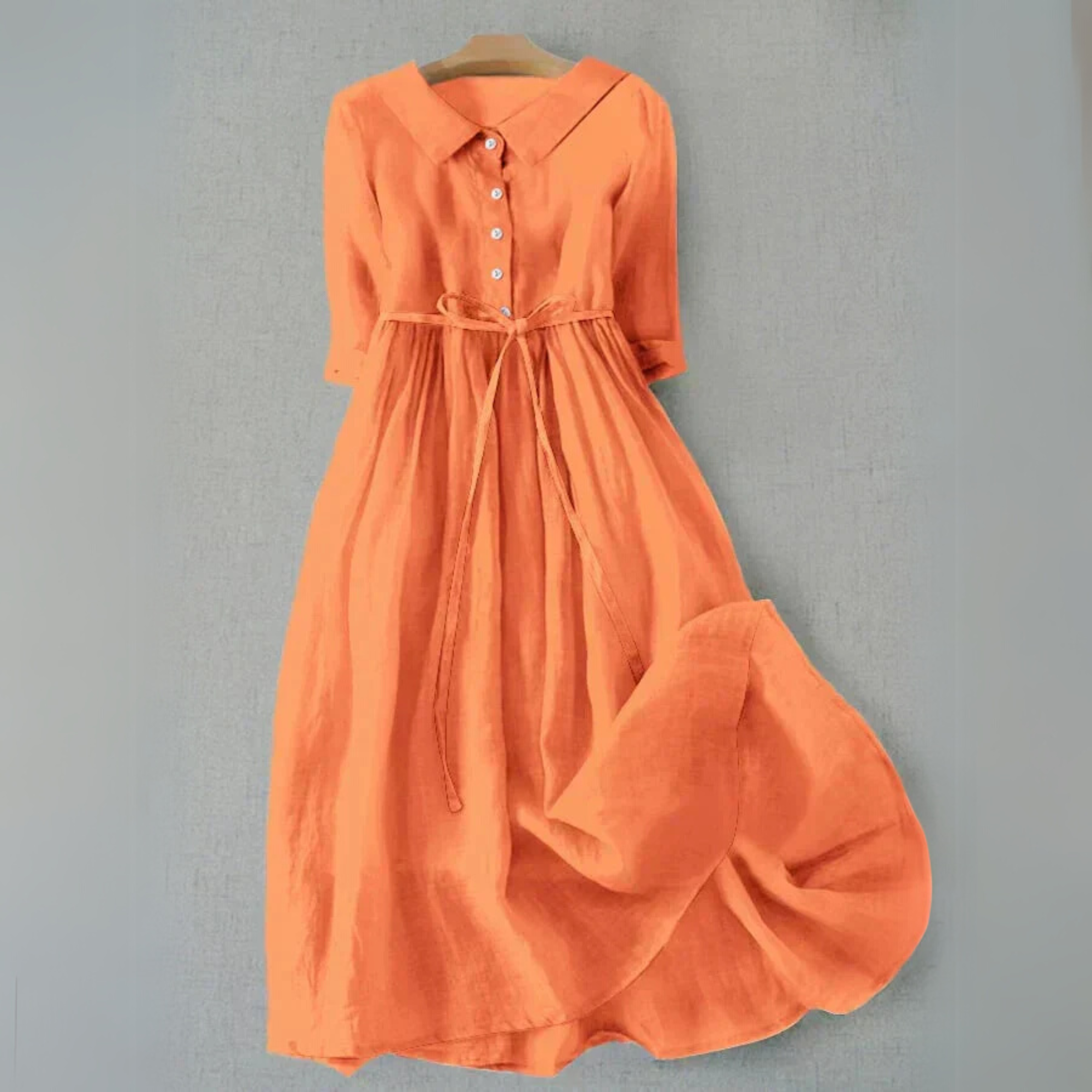 Robe midi décontractée évasée boutonnée devant pour femme