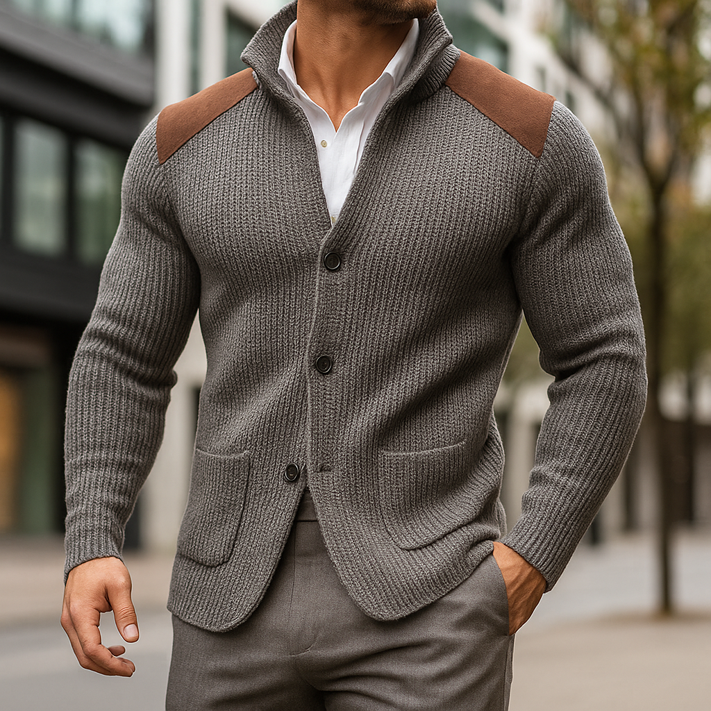 Men's Shawl Collar Button-Up Knit Cardigan