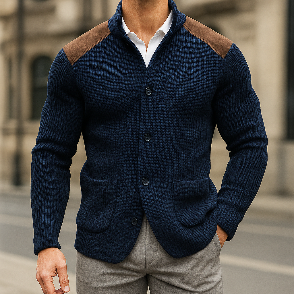 Men's Shawl Collar Button-Up Knit Cardigan