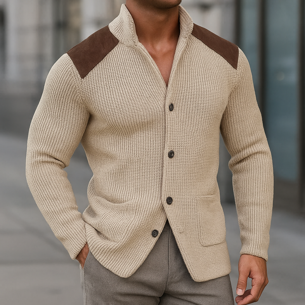Men's Shawl Collar Button-Up Knit Cardigan