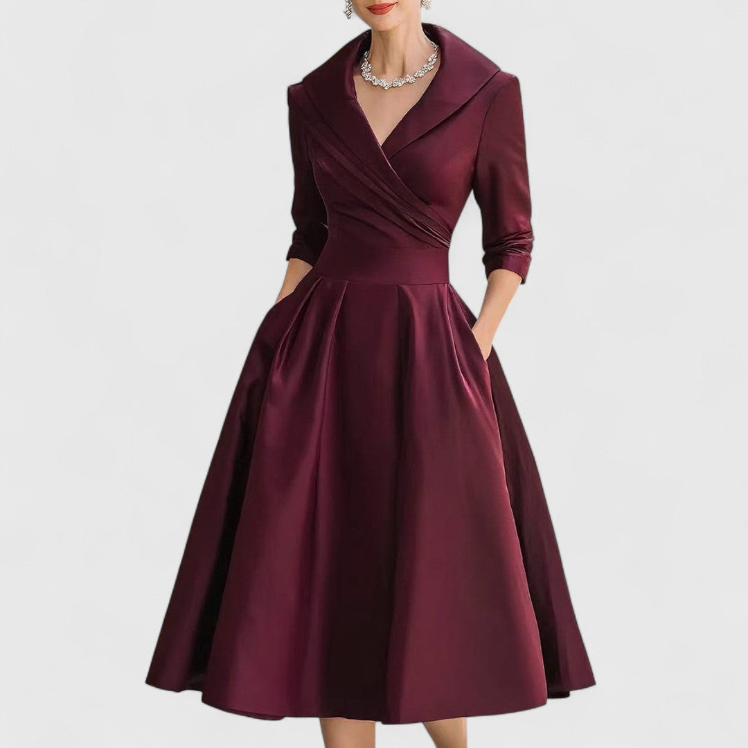 Robe midi élégante à décolleté en V pour femmes
