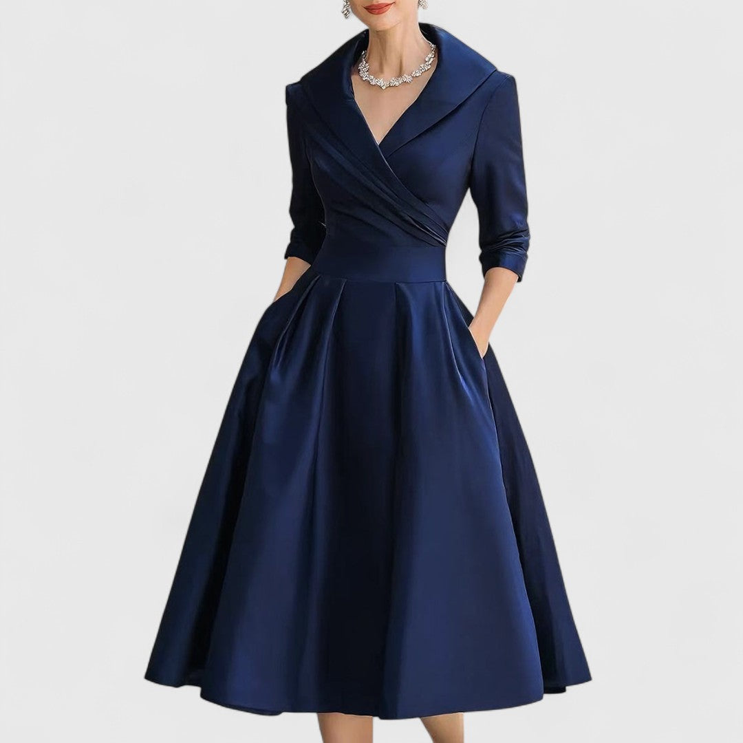 Robe midi élégante à décolleté en V pour femmes