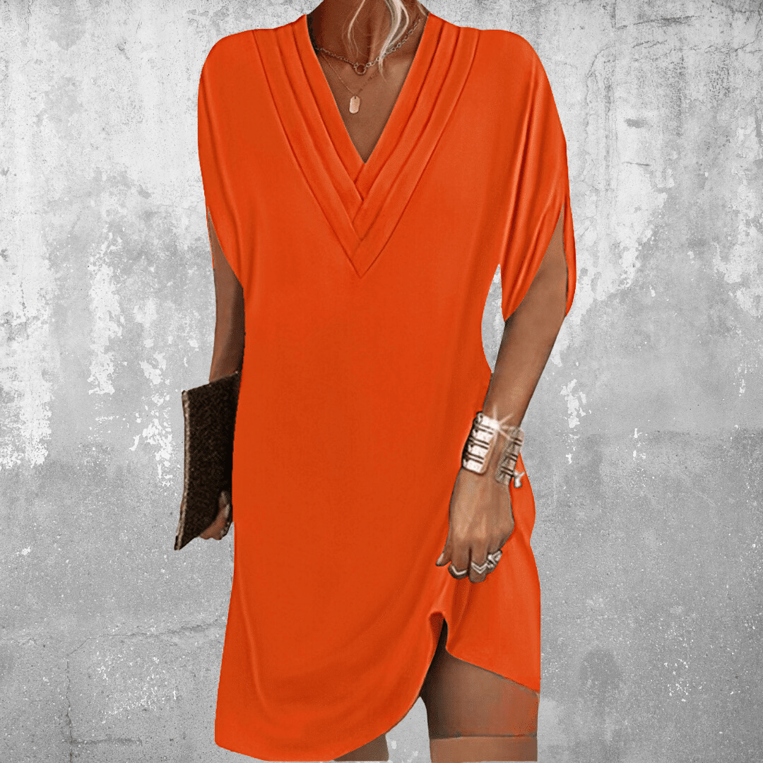 Robe courte décontractée d'été pour femme à col en V ample et manches courtes