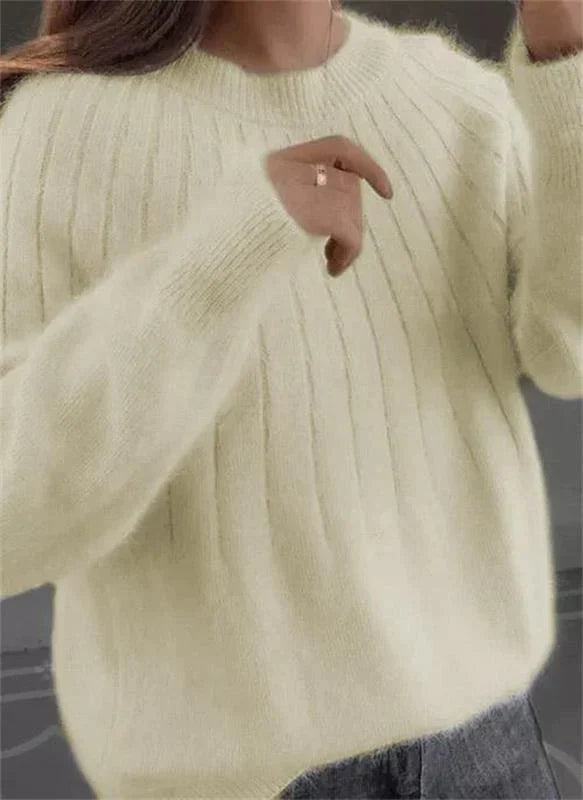 Women's Ribbed Crew Neck Sweater