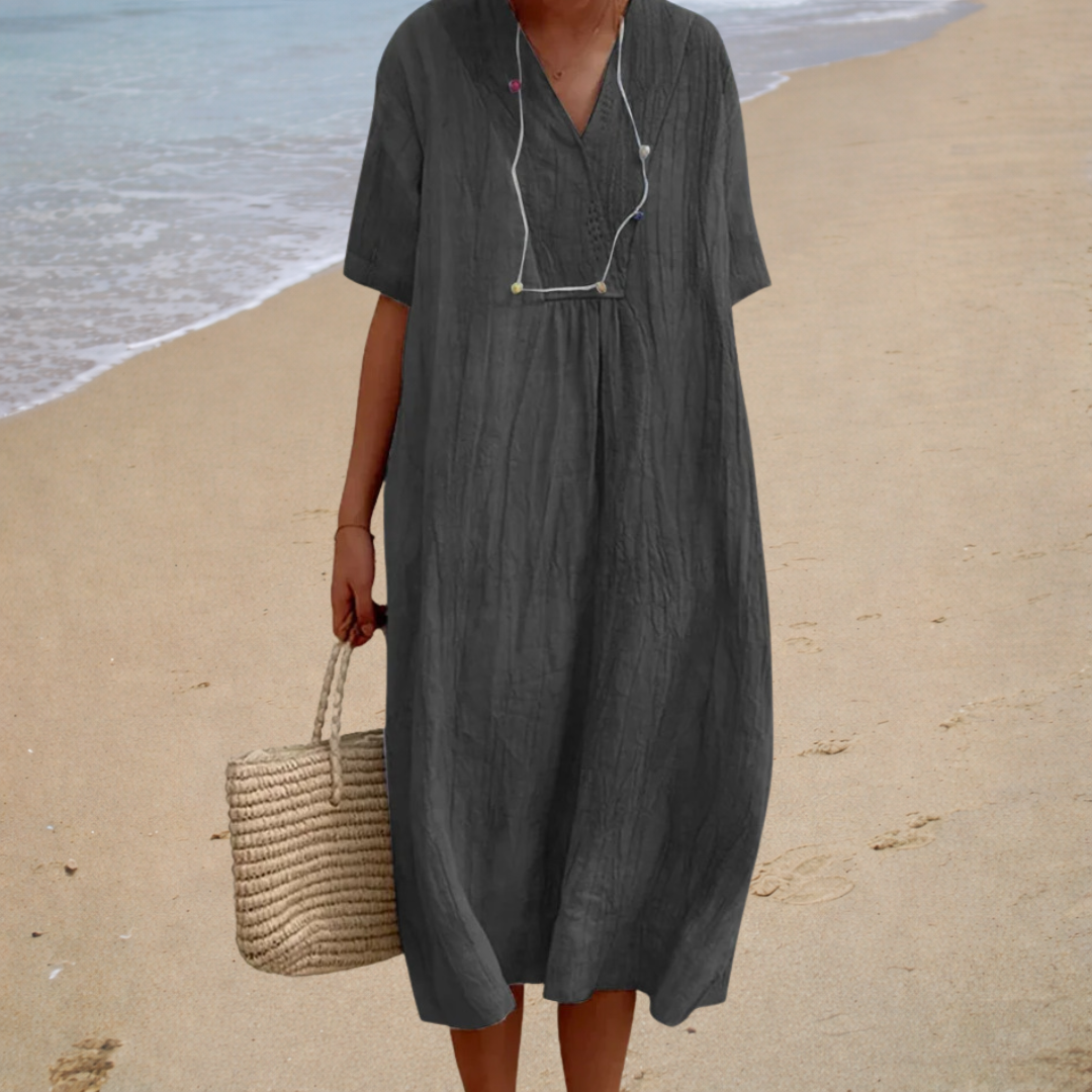 Women’s Relaxed Fit V-Neck Summer Midi Dress