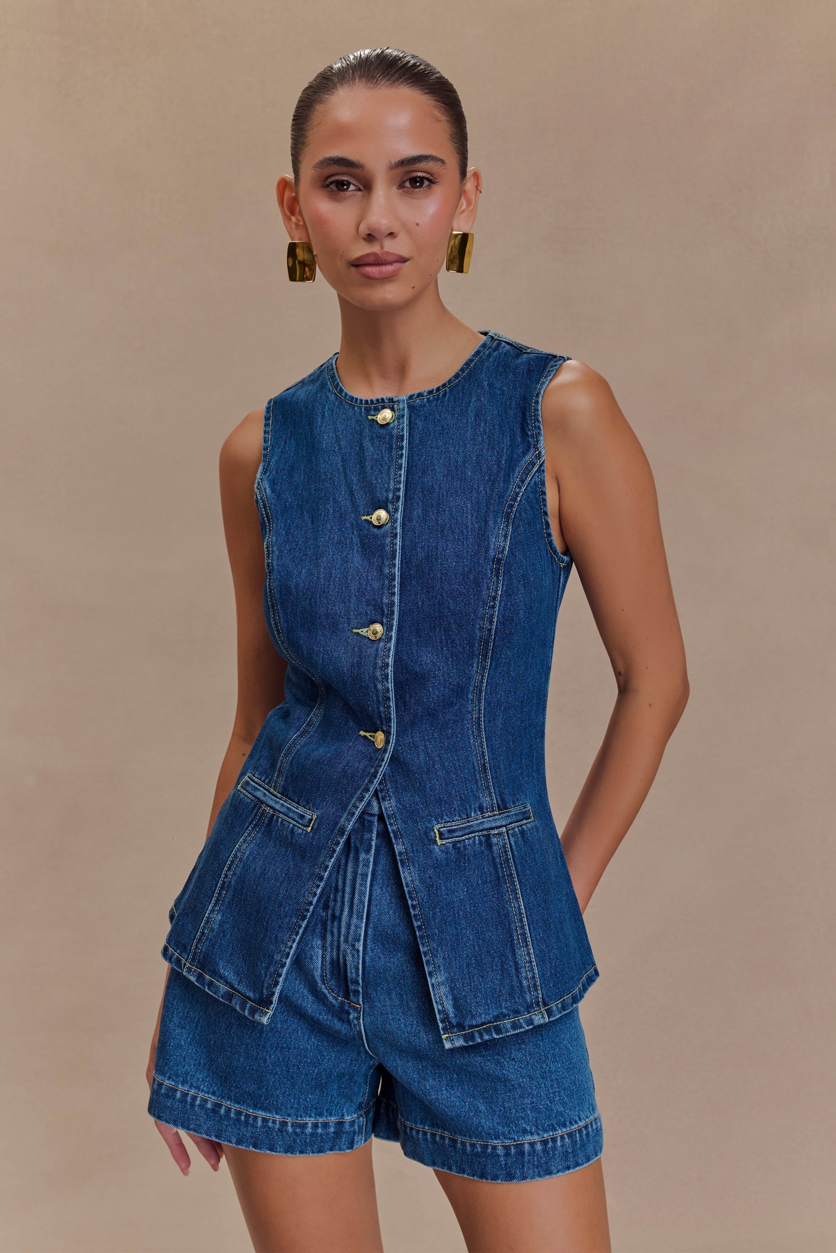 Chic Women's Denim Two-Piece Set - Trendy and Comfortable
