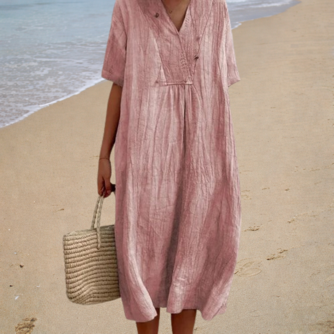 Women’s Relaxed Fit V-Neck Summer Midi Dress